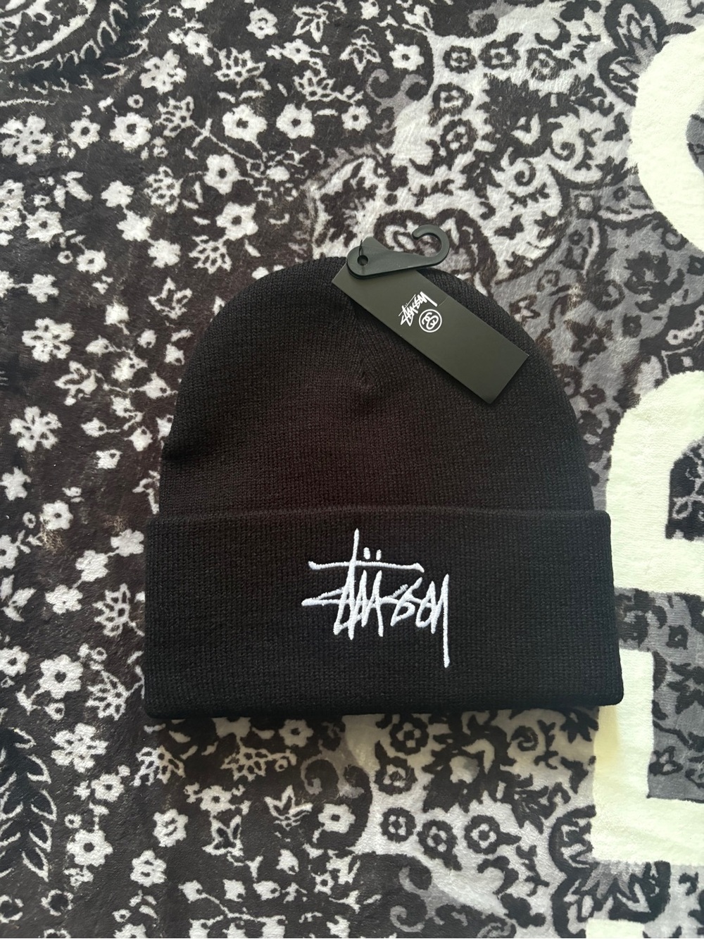 Stussy Black Beanie Embroidered Logo One Size